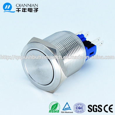 Qn22-B1 22mm Momentary|Latching Flat Head Pin Terminal Metal Push Button Switch